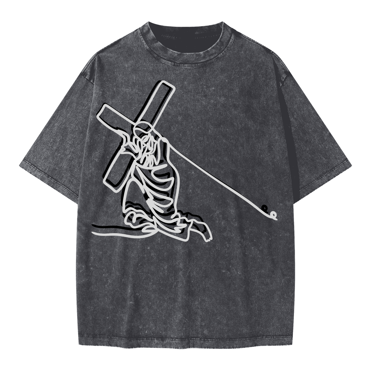 Jesus Cross Oversized Snow Wash T-shirt