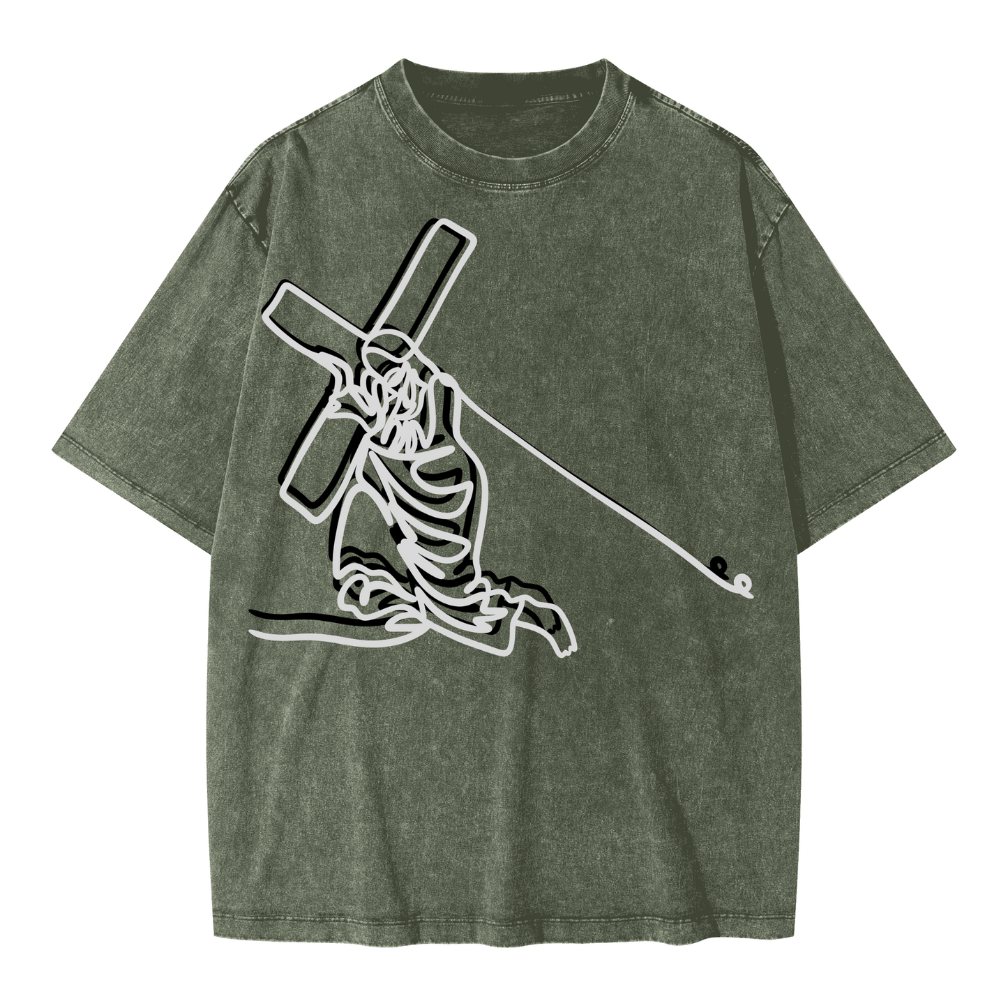 Jesus Cross Oversized Snow Wash T-shirt