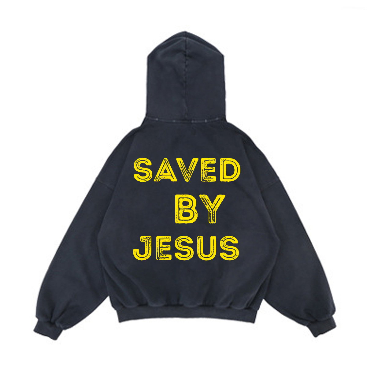 Jesus Saved Me/ Reverse Pocket Design Distressed Hoodie
