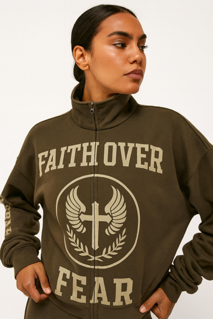 Faith Over Fear Stand-collar Jacket