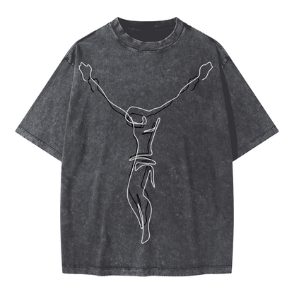 Crucifixion Oversized Snow Wash T-shirt