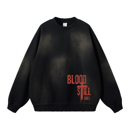 Cain & Abel/ Washed Distressed Ombre Sweatshirt