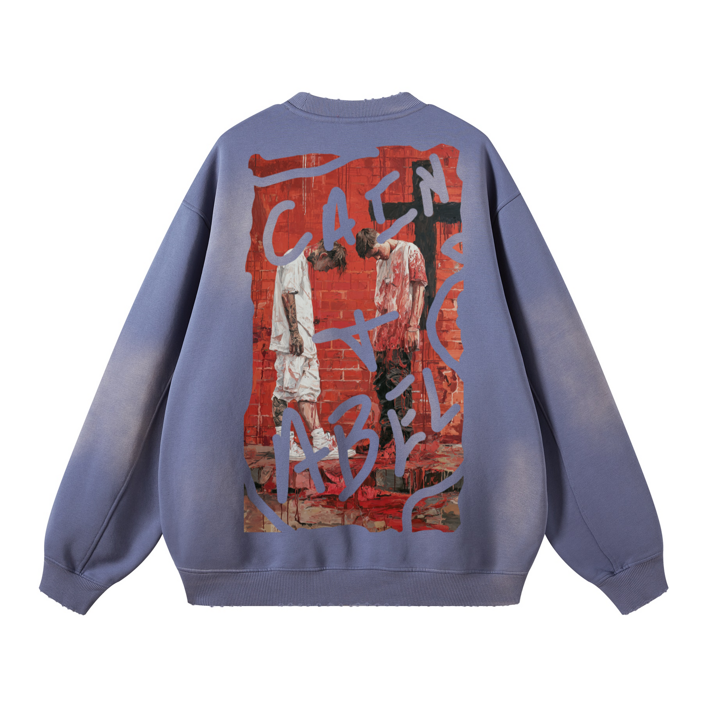 Cain & Abel/ Washed Distressed Ombre Sweatshirt