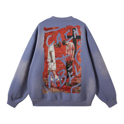Cain & Abel/ Washed Distressed Ombre Sweatshirt