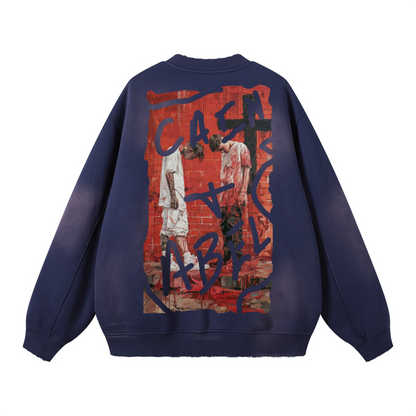 Cain & Abel/ Washed Distressed Ombre Sweatshirt