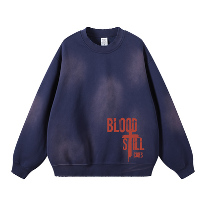 Cain & Abel/ Washed Distressed Ombre Sweatshirt