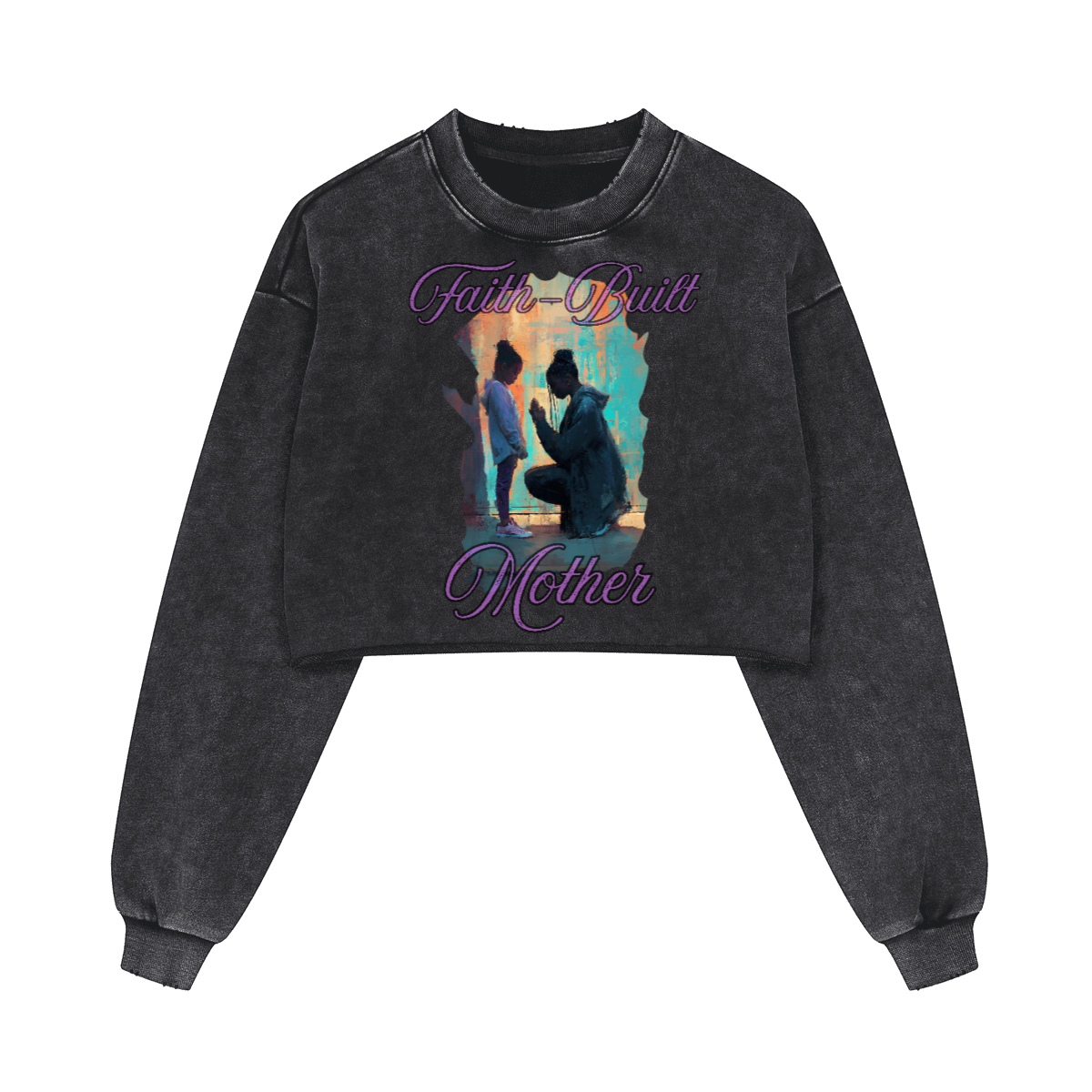 Faith Built Mother/ Cropped Oversized Sweatshirt