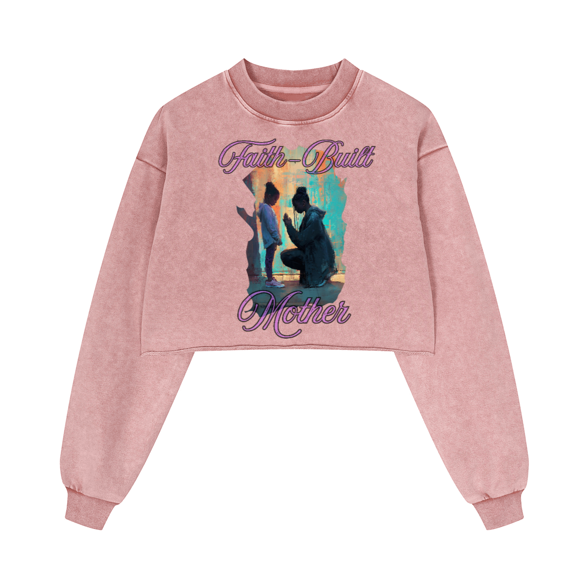 Faith Built Mother/ Cropped Oversized Sweatshirt