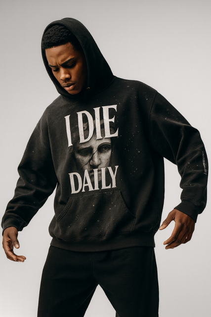 I Die Daily (Vintage Wash Frayed Fleece) Hoodie