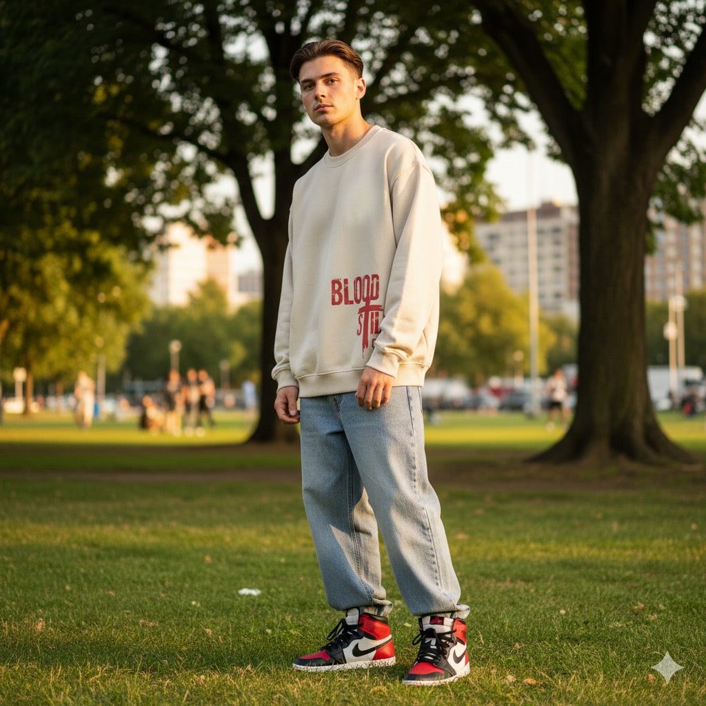 Cain & Abel/ Washed Distressed Ombre Sweatshirt