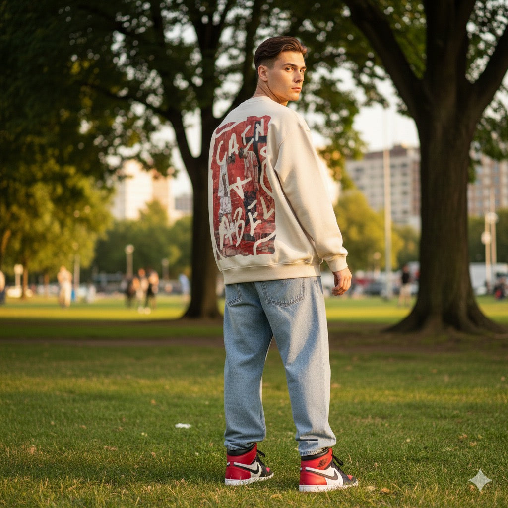 Cain & Abel/ Washed Distressed Ombre Sweatshirt